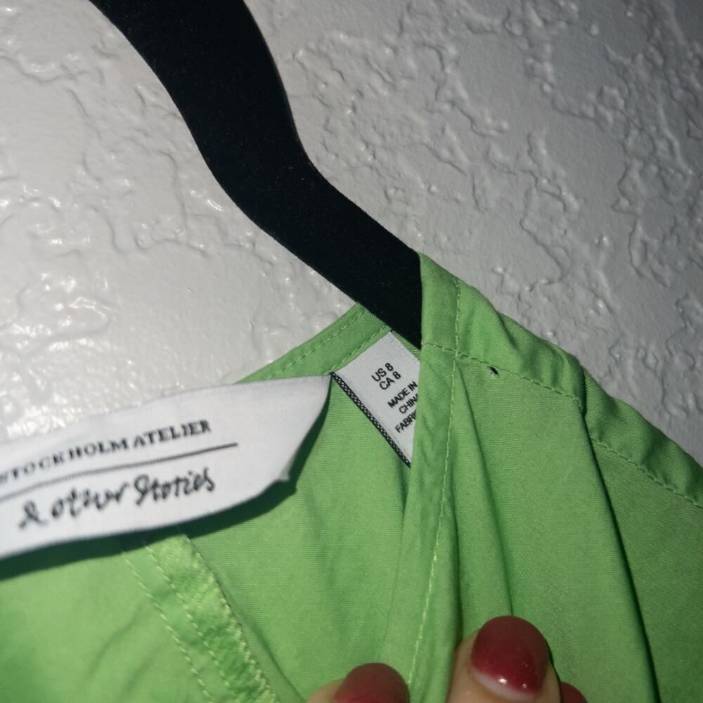 New & Other Stories Green Cut-Out Midi Dress Size 8 - Picture 6 of 9